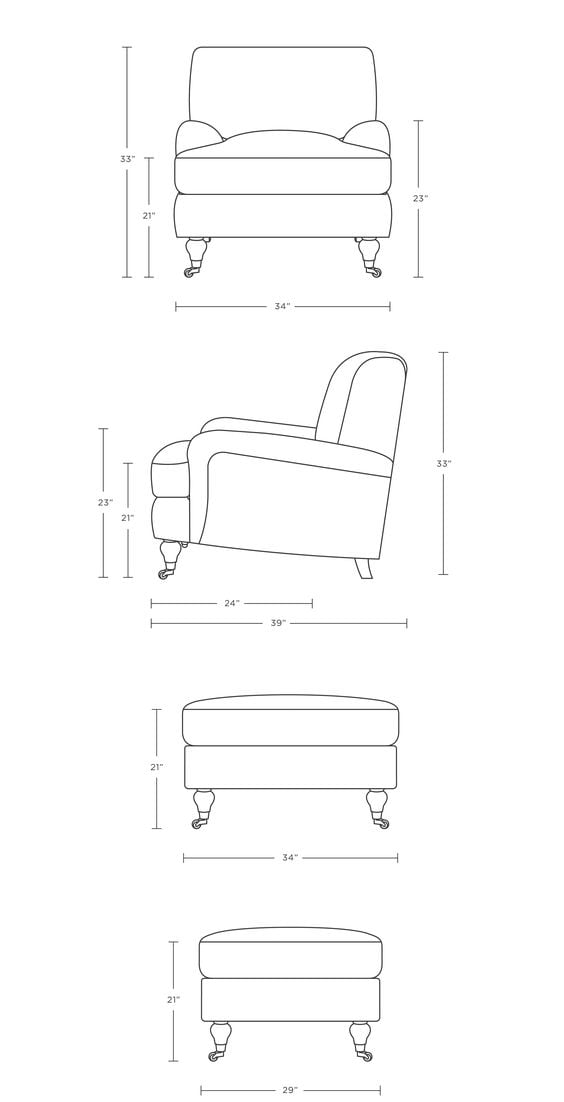 Kích thước ghế sofa đơn tham khảo cho khách hàng.
