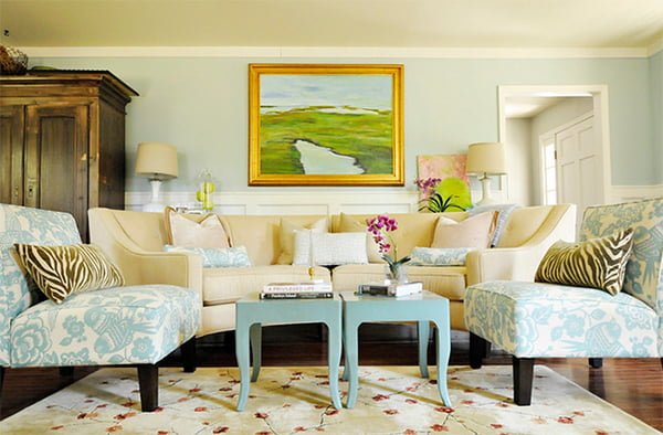bàn ghế sofa vải hoa cho không gian phòng khách