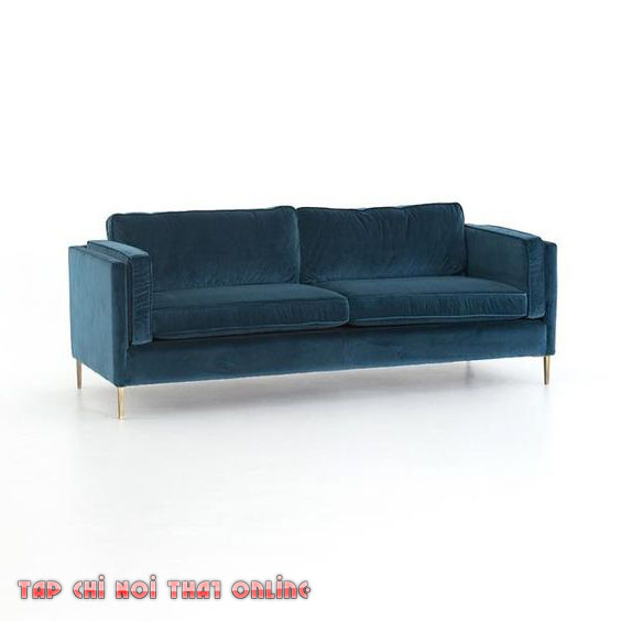 sofa xanh cổ vịt văng 2 chỗ chân inox