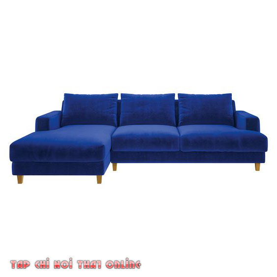 sofa xanh coban dạng góc