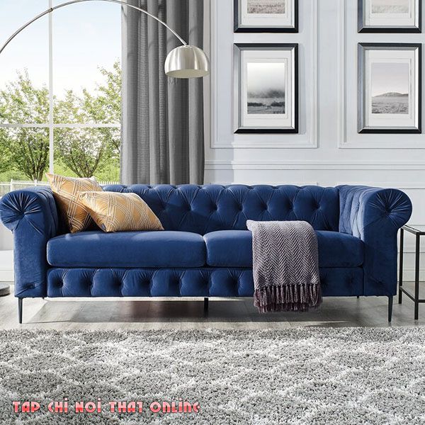 sofa tân cổ điển xanh navy