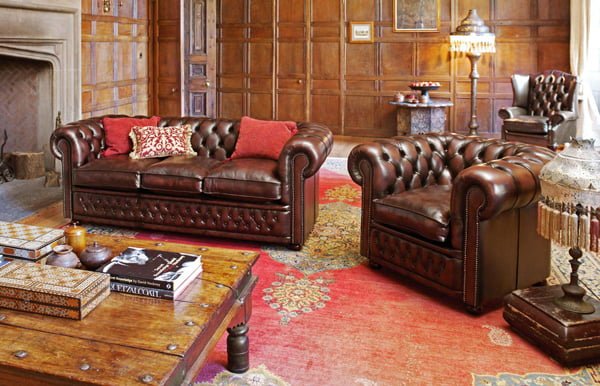 sofa da cổ điển gồm 1 ghế 3 chỗ 1 ghế đơn