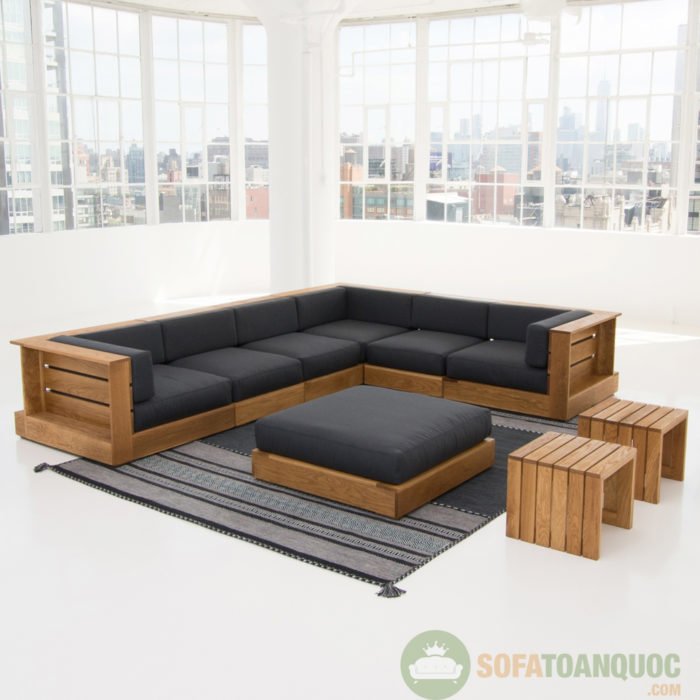 bộ bàn ghế sofa góc gỗ đẹp 