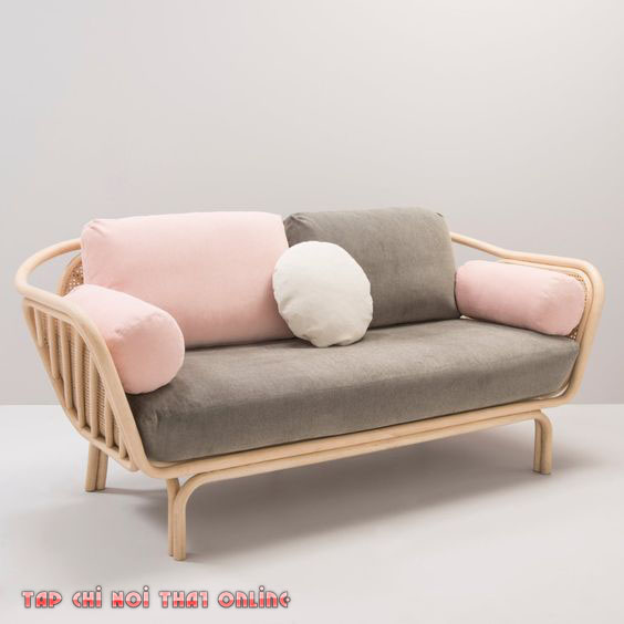 ghế sofa khung mây chất liệu vải nỉ nhung