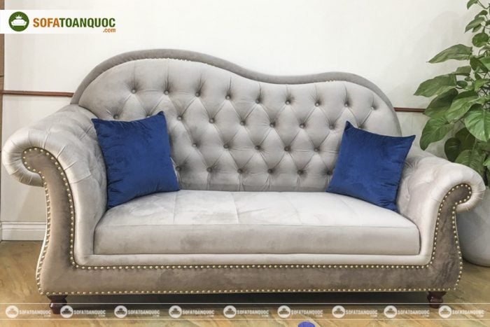 Sofa văng kiểu dáng tân cổ điển sang trọng chất liệu vải nhung tinh tế đẳng cấp