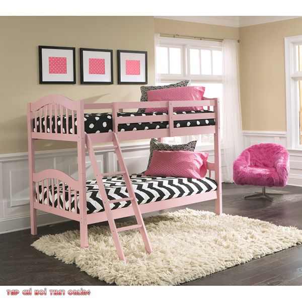 giường tầng màu hồng đơn giản